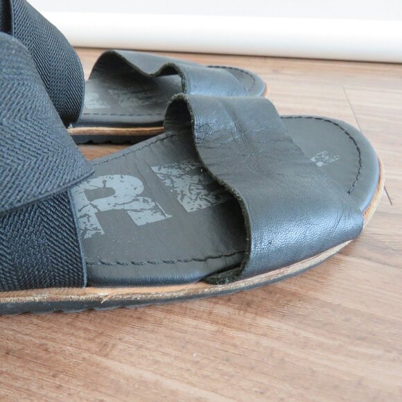 SOREL Ella Leather Slip On Cross Over Strap Sandals in Black - Size US 7 - Picture 8 of 12